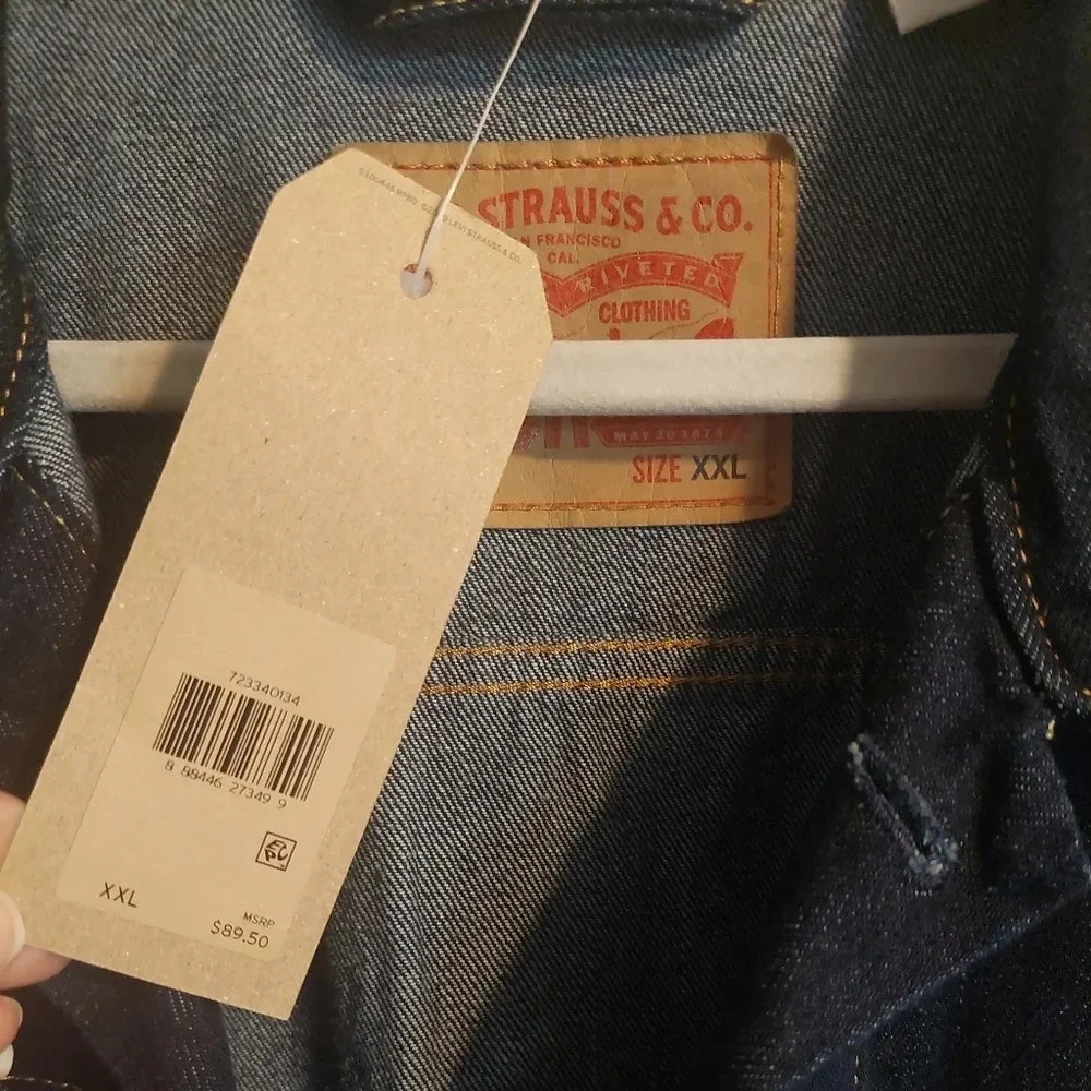 New Levi's Trucker Jean Jacket in Indigo Blue Mens XXL Classic Streetwear - Picture 6 of 9
